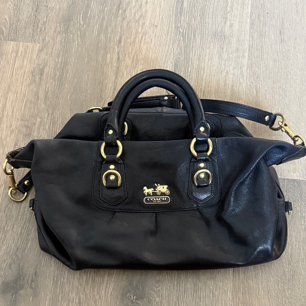 Coach Black Satchel with Gold Hardware